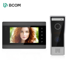 Bcom 4 interfones cabeados tecladosistema de interfone com vídeo de 7 polegadas, sensor botão sistema video porteiro